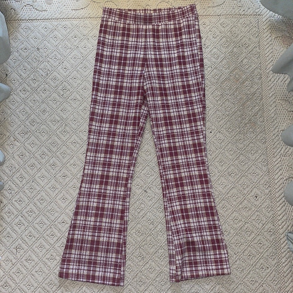 Plaid flare leggings